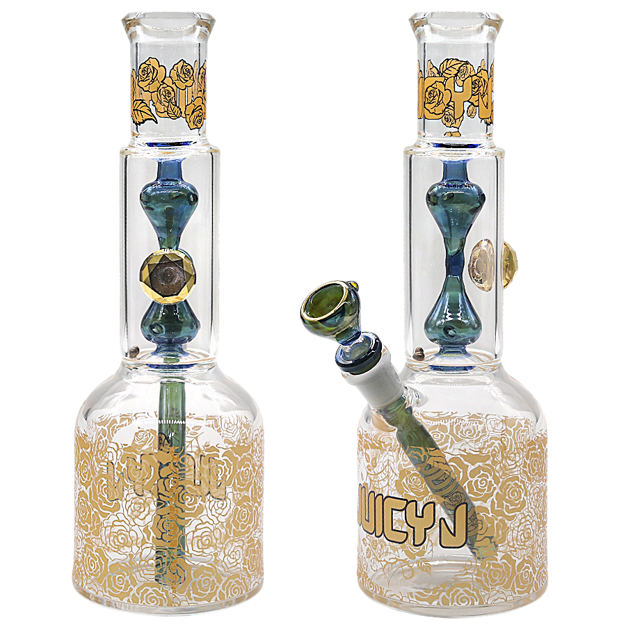 Cheech Rose Flower Printed Body Bottle Shaped Waterpipe (JJ-1010) | 12 inches | Assorted Colors product image